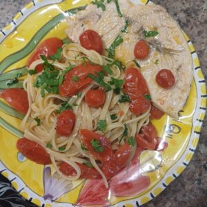 Pasta (pesce spada) with swordfish , cherry tomatoes , wild  origan,  and extra virgin oil*